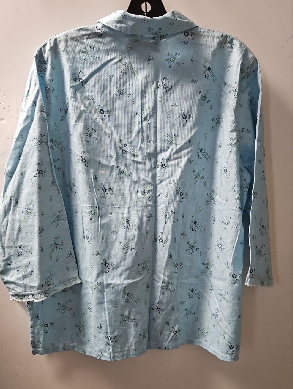 Karen Neuburger Light Blue Floral Ruffle-Front Button Shirt - Picture 3 of 5